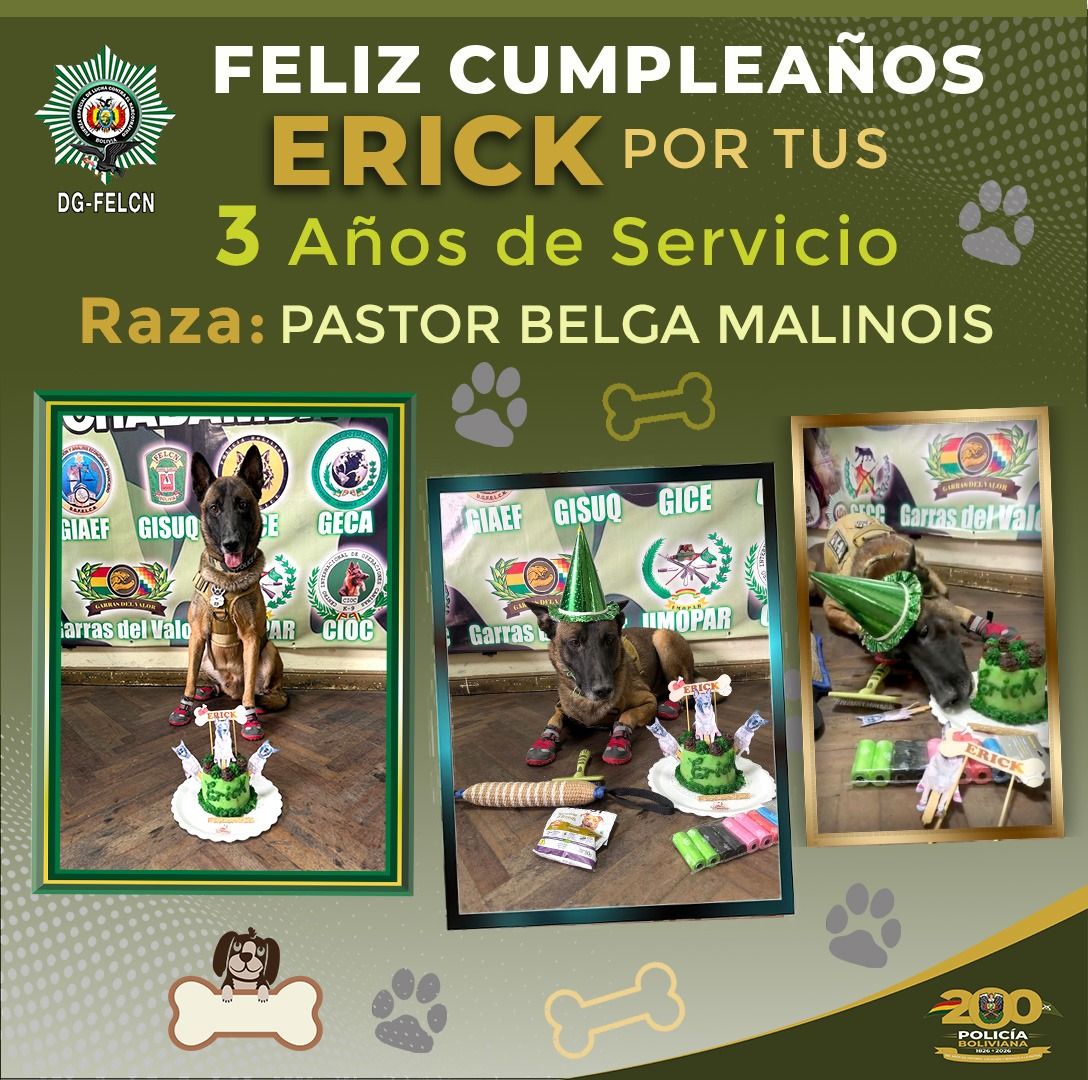 CAN ERICK CELEBRA 3 AÑOS DE SERVICIO EN LA LUCHA CONTRA EL NARCOTRÁFICO