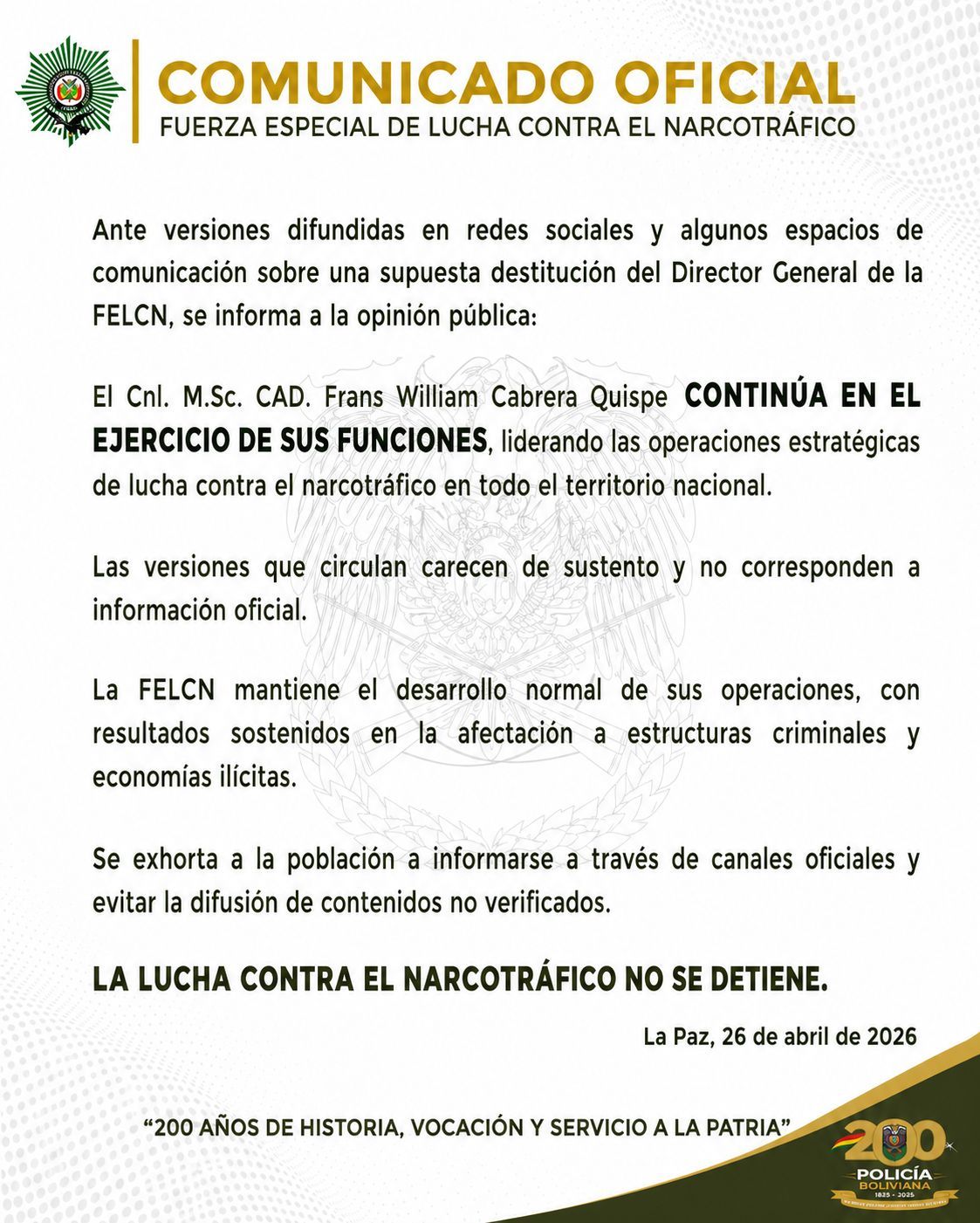 COMUNICADO