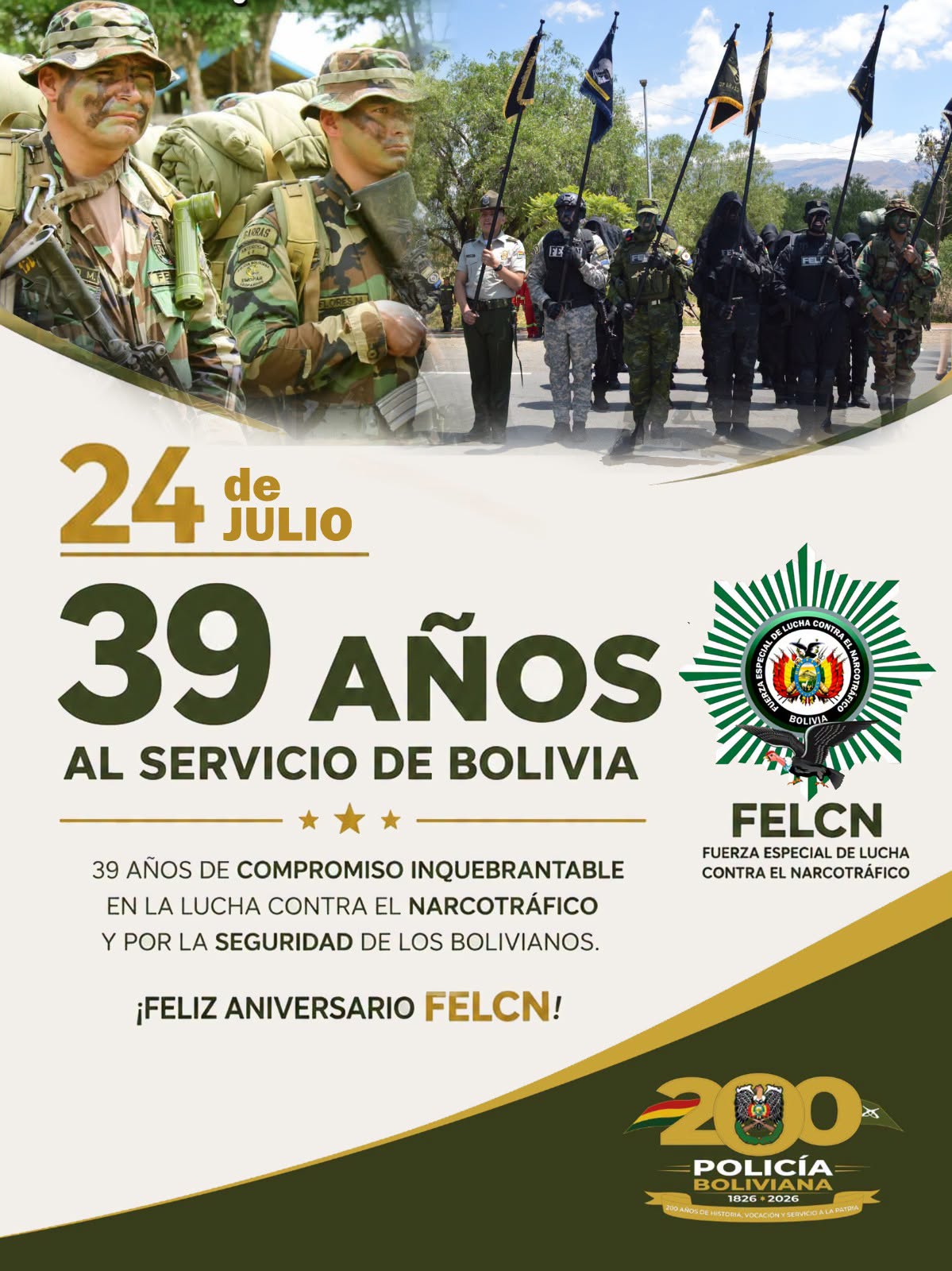 39 AÑOS DE SERVICIO INSTITUCIONAL DE LA FELCN